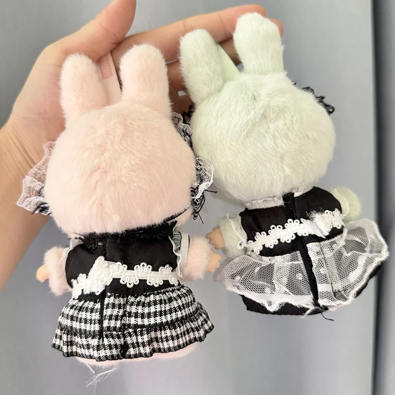 17cm Labubu I II Idol Dolls Clothes Kawaii Cute Black Gauze Maid Dress Accessories Korea Kpop Exo Clothing Plush Doll'S Clothes