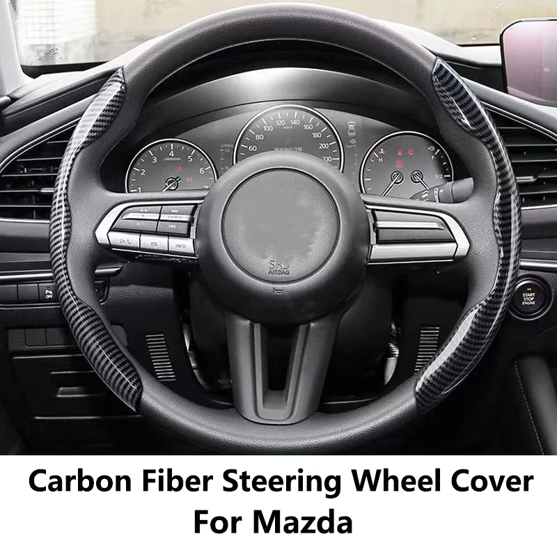 

Car Steering Wheel Cover Carbon Fiber for Mazda 2 3 MS CX3 CX5 RX5 MX8 black biue red Accessories Car Steering Wheel Cover