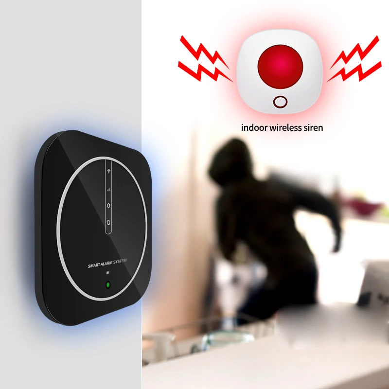 Tuya WiFi GSM Home Alarm System 433MHz Wireless Detector Kit Family Burglar Security Host Smart Life APP Control Alexa & Google