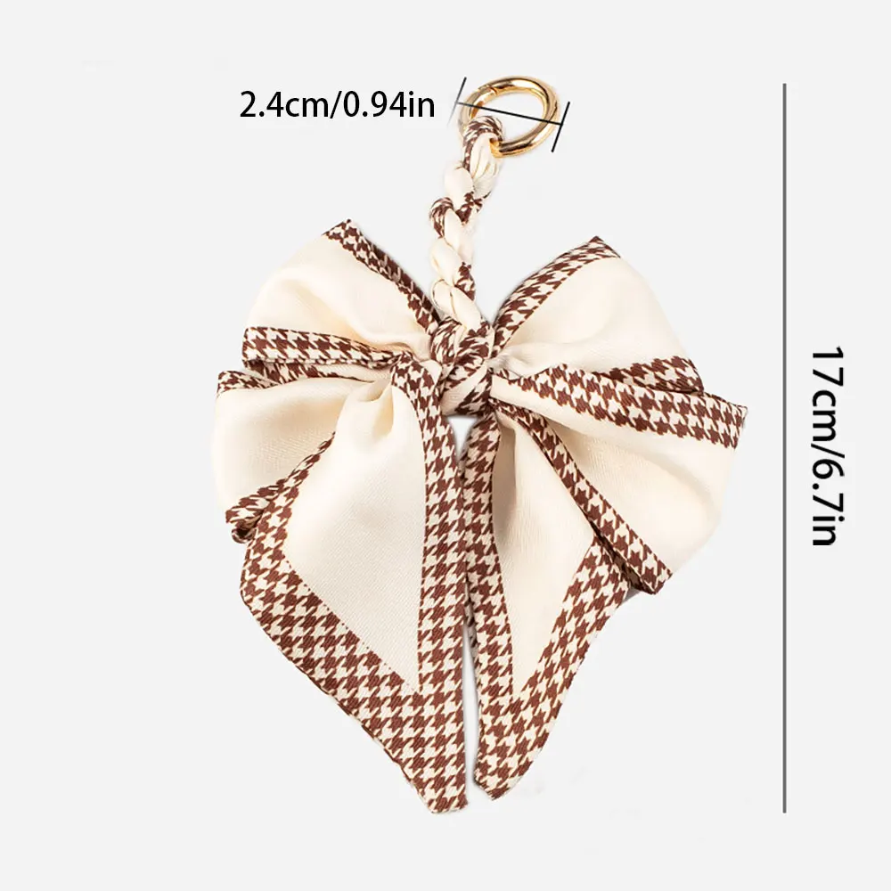 1Pcs Silk Scarf Keychains Elegant DIY Bow Bag Chain Trendy Polyester Fashion Accessory With Butterfly Knot For Handbag & Purse