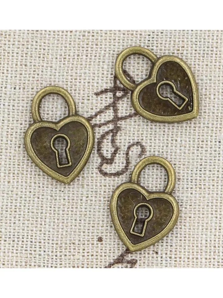 15 sztuk Charms serce blokada 19x14mm Antique Making wisiorek fit, w stylu Vintage tybetański brąz srebrny kolor, ręcznie robiona biżuteria DIY — zdjęcie 2