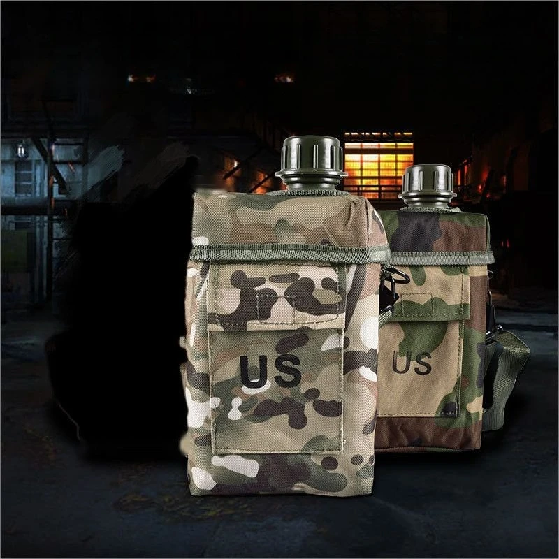 2L Tactical MOLLE Sling Water Bottle - Military Camo Hydration Pack, Leakproof&Lightweight for Hiking,Camping,Outdoor Adventures