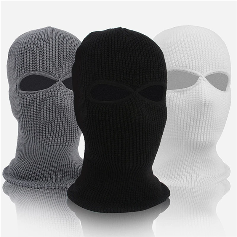 

1PC Winter Knit Cap Warm Soft 2 Holes Full Face Ski Hat Hood Motorcycle Helmet Army Tactical Hat Fashion Women Men