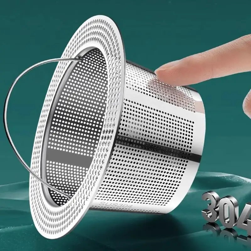 Kitchen Drain Net Bag Mesh Embedded Hair Filter Sink Garbage Strainer Rustproof Drain Strainer Bathroom Floor Hair Waste Filter