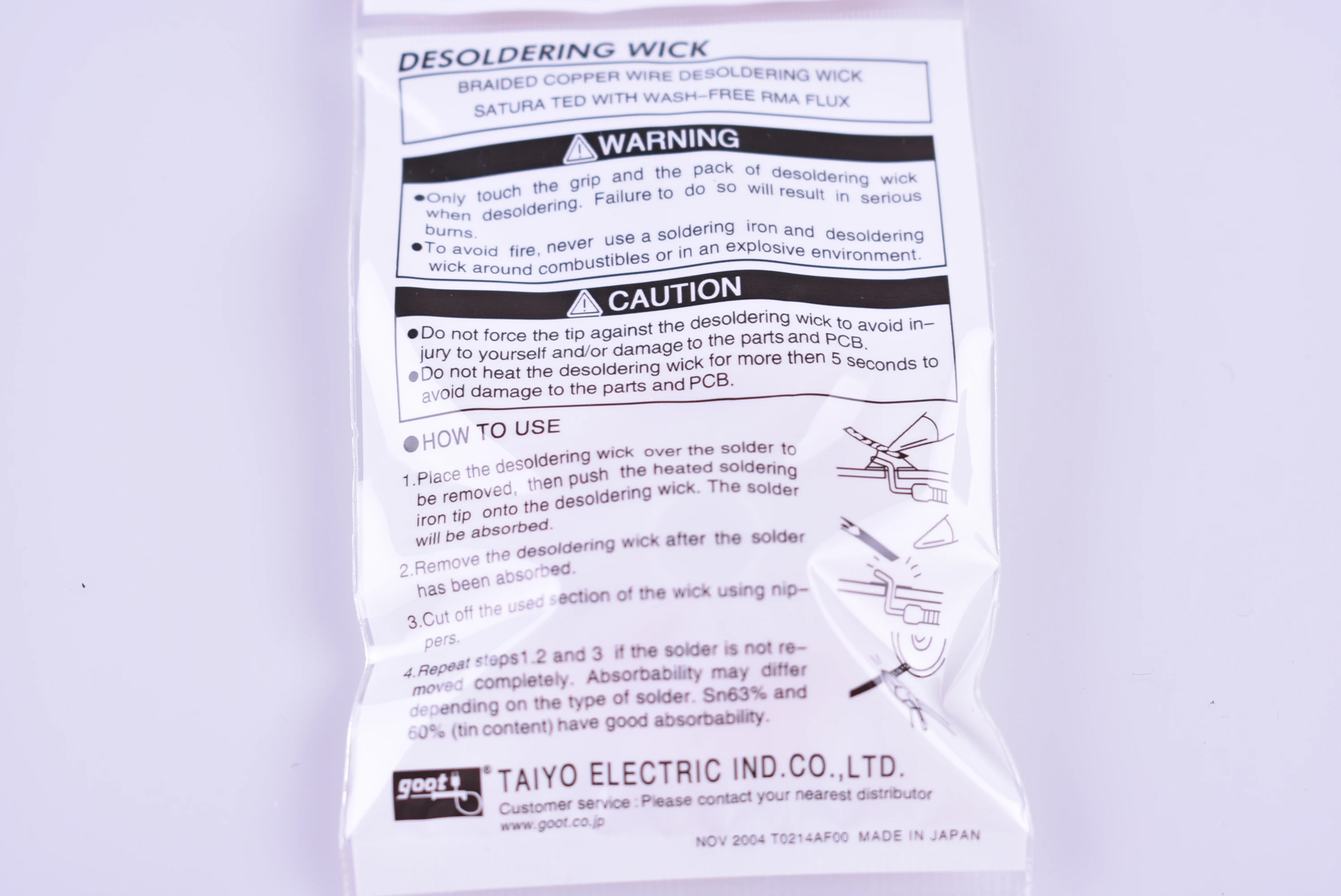 5 pçs Cp-3515 goot wick trançado fio de cobre desoldering pavio saturado ted com fluxo de rma sem lavagem