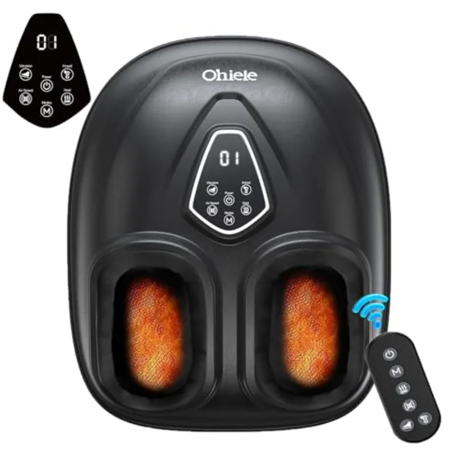 

Массажер для ног с подогревом и шиацу, электрический массажер для стоп с пультом ДУ, для лечения невропатии, подошвенного фасциита, улучшения кровообращения