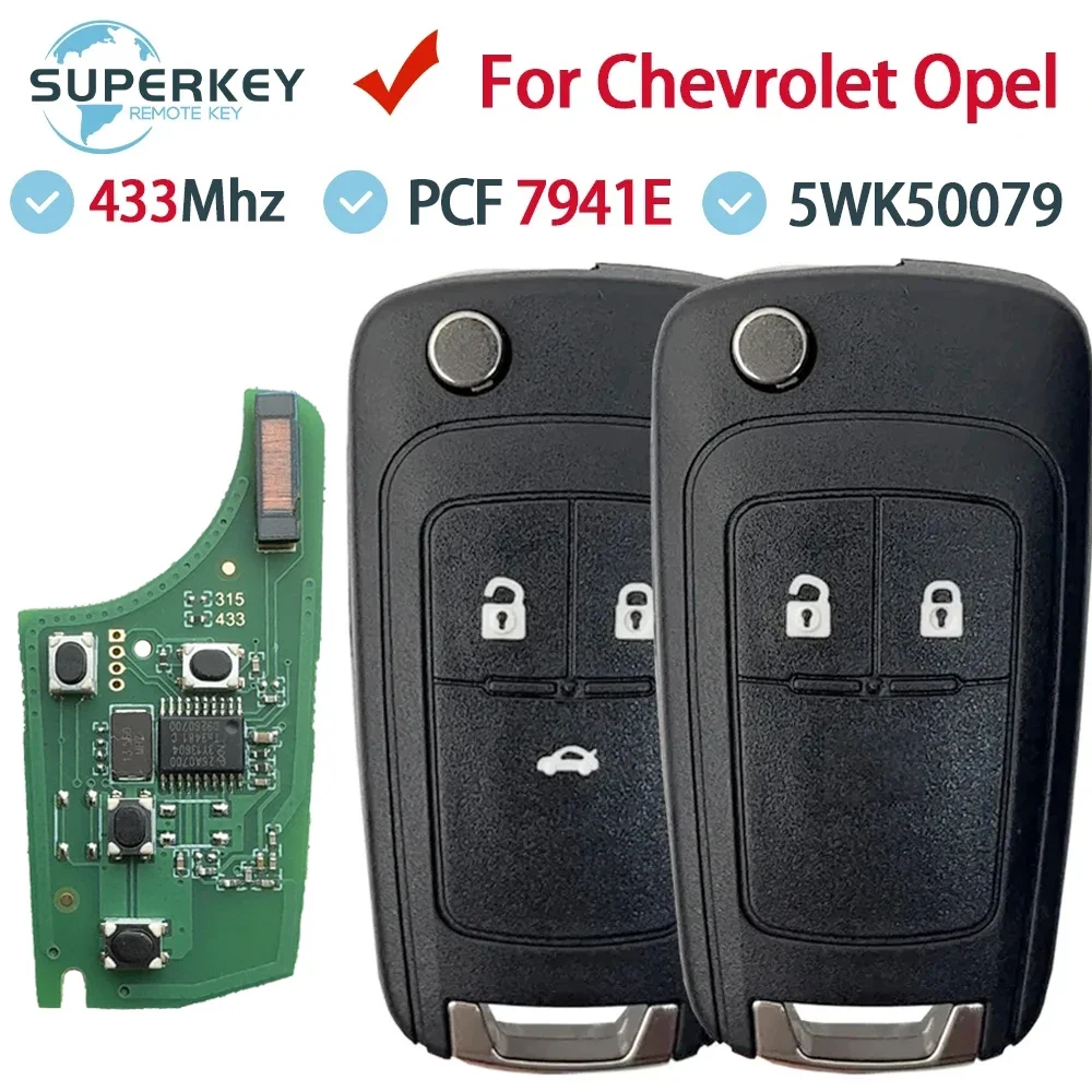 2/3 BTN 433MHz ID46 Chip Remote Key For Opel Vauxhall Corsa Astra J Chevrolet Cruze Spark Malibu Sail Aveo PCF7941E B01T3BA