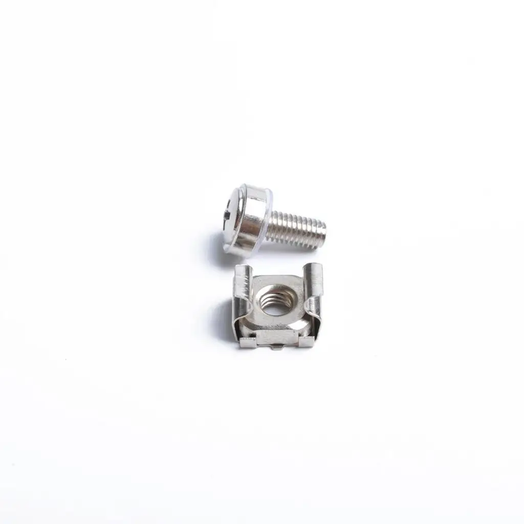 M6x16 Square Hole Rack Cage Nuts with Screws and Washers Heavy Duty Iron Hardware for Server Cabinet and AV Mount