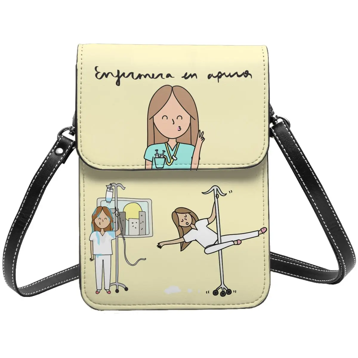 

Fashion Doctor Nurse Leather Cell Phone Bags Enfermera En Apuros Merch Gift For Nurse Crossbody Bag Card Holder Wallet Portable