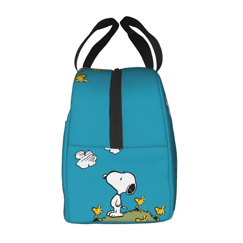 Custom Cute Cartoon Snoopy Lunch Bag Women Portable Cooler Thermal Insulated Lunch Box for School Storage Food Bento Box