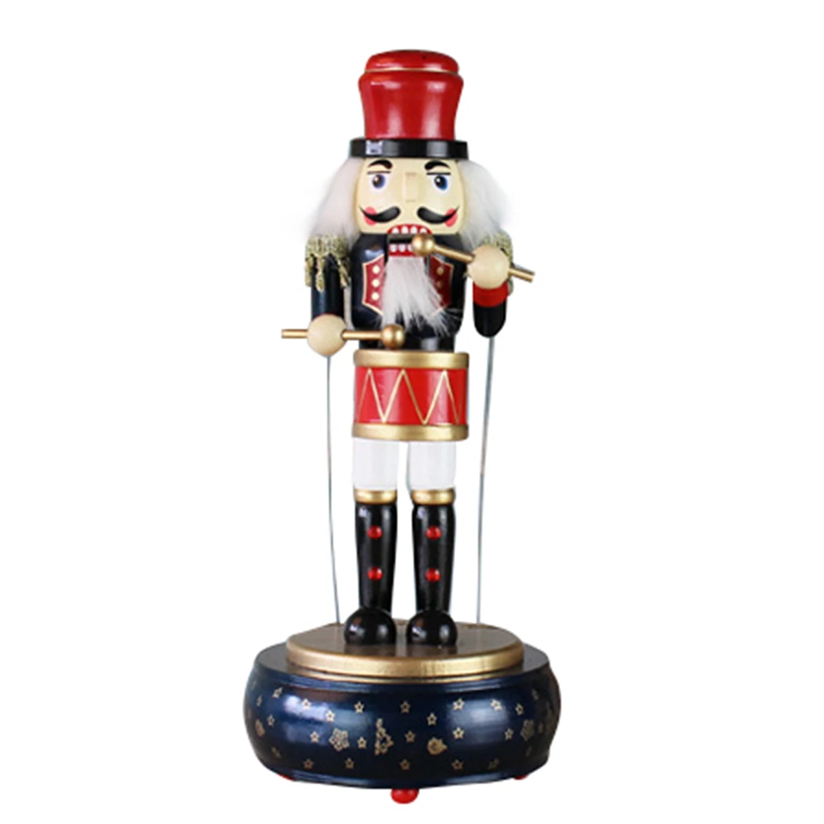 36Cm Christmas Nutcracker Kids Birthday Home Decoration Music Box DIY Wooden Nutcracker Toy Crafts,Blue