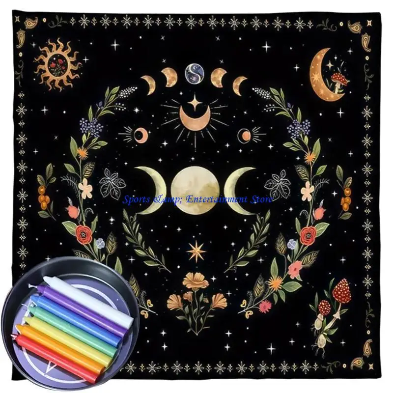 G7NF Moonphases Altares flores Tarot Tapestria Tapiz suministros