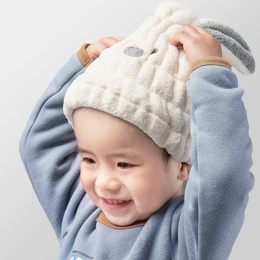 Children Thickened Dry Hair Hat Cute Unicorn Rabbit Quick-Drying Hat Coral Plush Soft Strong Water Absorbent Wrap Wiping Towel
