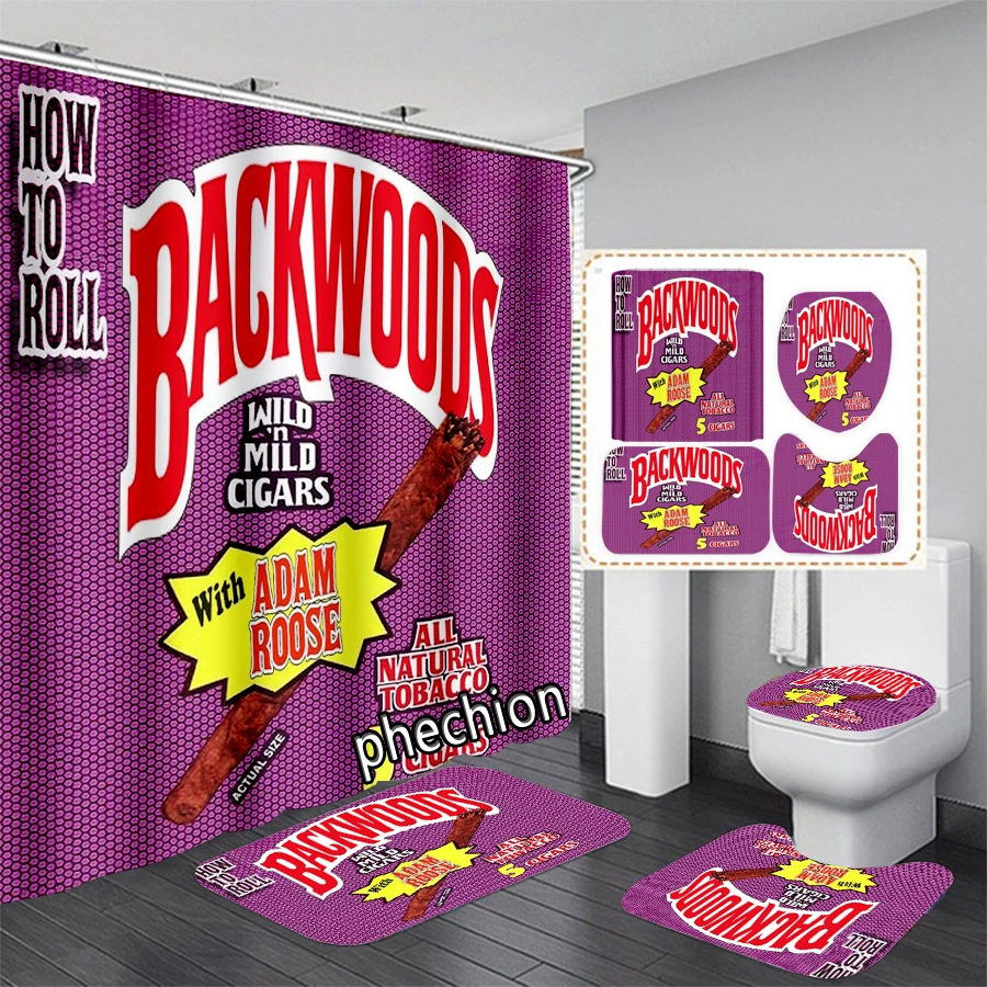 New Backwoods Cartoons 3D Print Shower Curtain Waterproof Bathroom Curtain Anti-slip Bath Mat Set Toilet Rugs X12