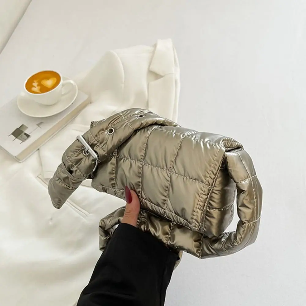 

Модная космическая хлопковая сумка в корейском стиле, водонепроницаемая женская сумка на плечо с пышным пухом, легкая стеганая маленькая квадратная сумка для женщин