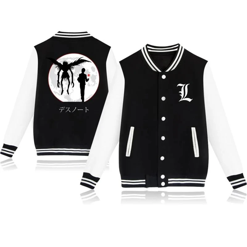 Classic DEATH NOTE Pattern Printed Baseball Shirt Men and Women Are Suitable Button Baseball Jersey Sweatshirt Jacket Jacket Top