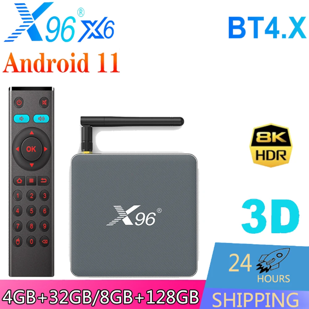 X96 X6 Smart Android TV BOX RK3566 Android11 2.4G+5G Dual WiFi Ethernet 1000M BT4.X 8K HDR 3D X96X6 Media player Set top box