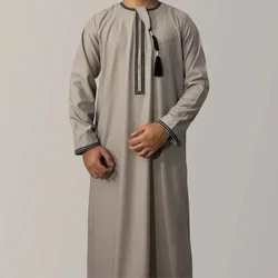 Neue muslimische Männer Langarm Pullover Kleid Abaya Daffah Jubba Thobe Pakistan Saudi-Arabien Kaftan Islam Kleidung Gebet Robe Afghan