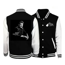 2024Johnny Hallyday nova jaqueta bomber masculina de manga comprida casual jaqueta de uniforme de beisebol