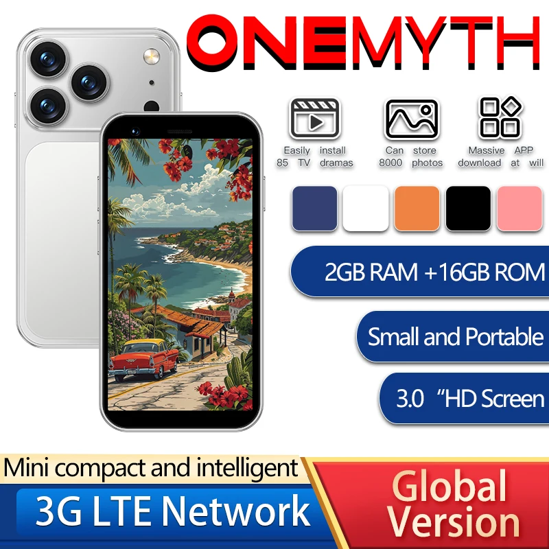 ONEMYTH A17 Mini Smartphone 3.0-inch Android Phone 2GB+16GB Dual SIM Dual Standby Compact and Portable