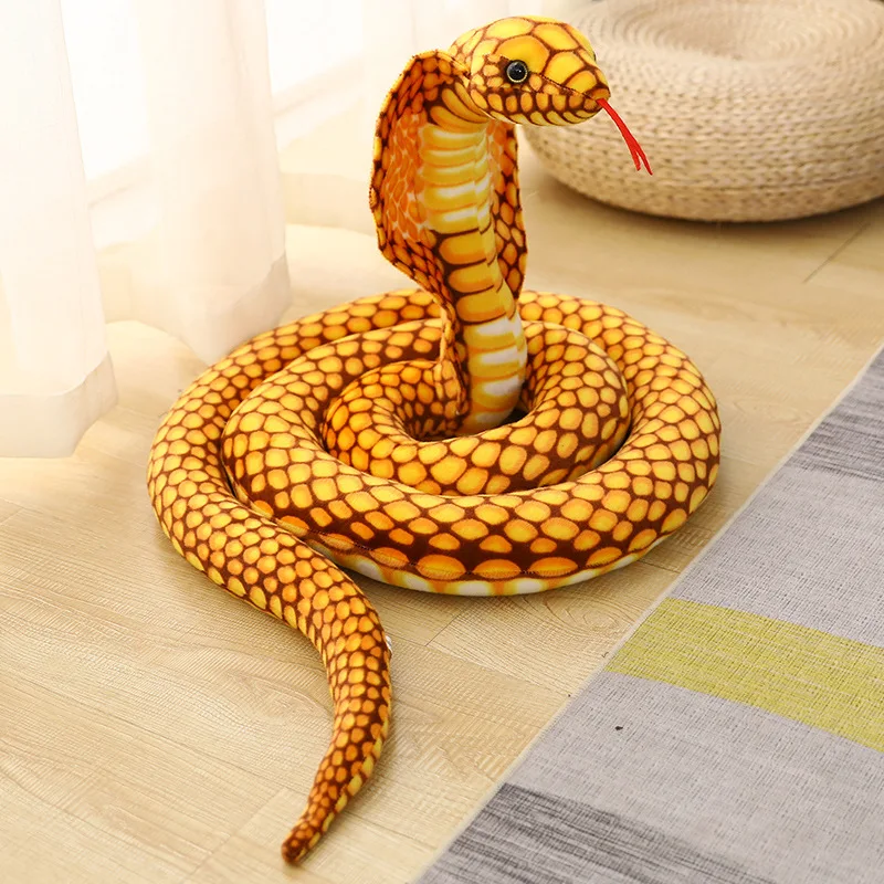 80-240cm Simulation Snake Realistic Cobra Figure Lifelike Python Plush Toy Soft Stuffed Animal Decor Birthday Gifts for Children