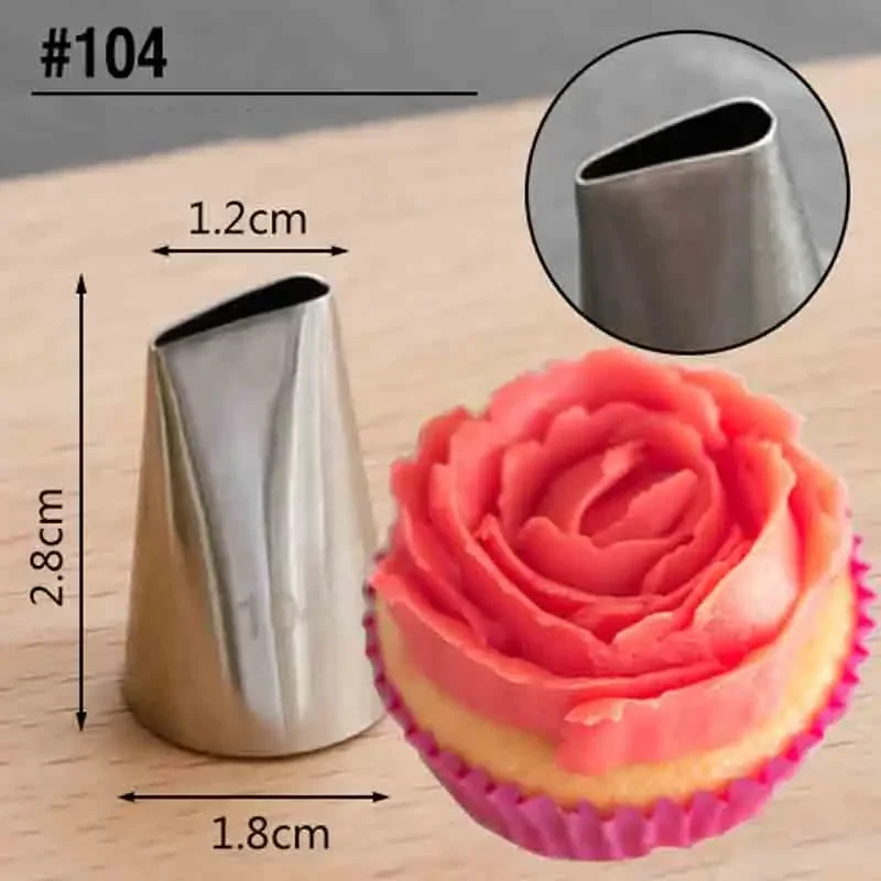 101S/101/102/103/104 Pastry Icing Piping Cake Nozzles Rose Flower Petal Stainless Steel Decorating Tip Cake Decorating Tools