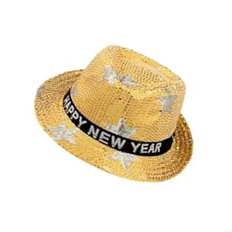LED Light Up New Year’s Hats Colorful LED Star Sequins Hats Accessory for New Year Party and Event Decors