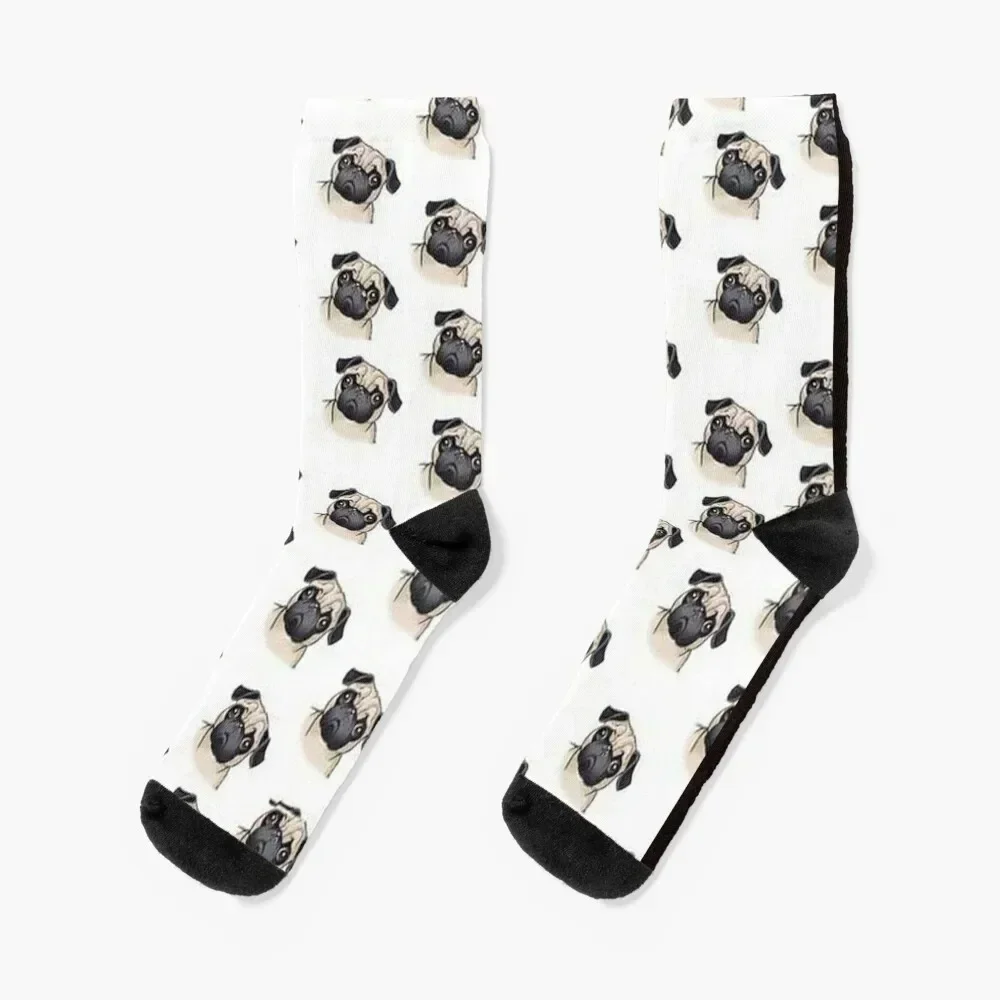 Pug Dog Art Pugs puppy funny cute dogs Socks Sports japanese fashion Lots hip hop Men Socks Women's