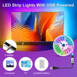 44keyUSB TV Backlit LED Strip Lights ,with Built-in MIC Music Sync Remote,Bedroom Bluetooth APP Controlled LED , Game Room Decor