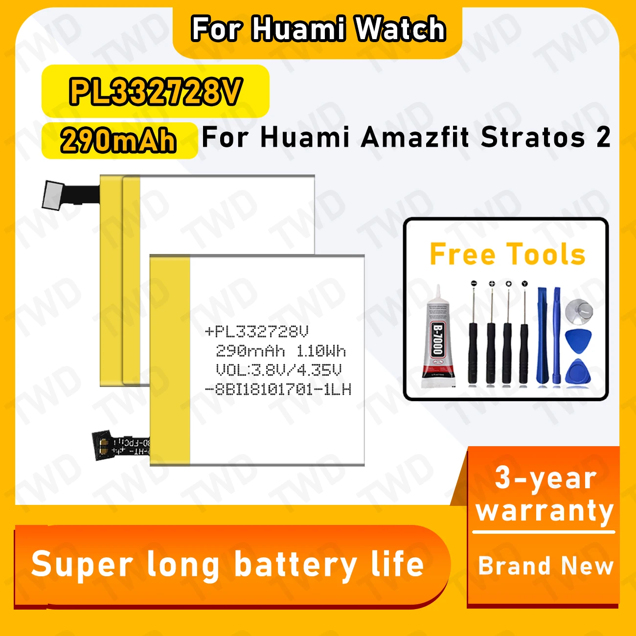 

PL332728V Large capacity Battery For Huami Amazfit Stratos 2 Batteries New High Quanlity+Free Tools