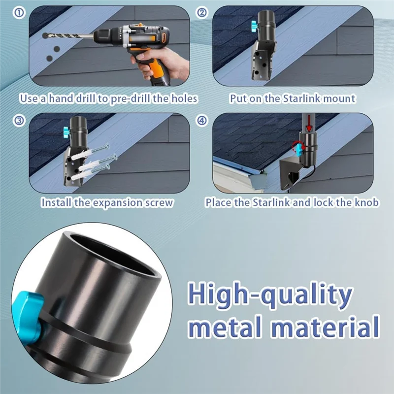 

Mount Bracket For Starlink Wall Pole Roof Mount Of Square Rectangle Dish Antenna Mounting Kit, For Starlink Internet-A61E