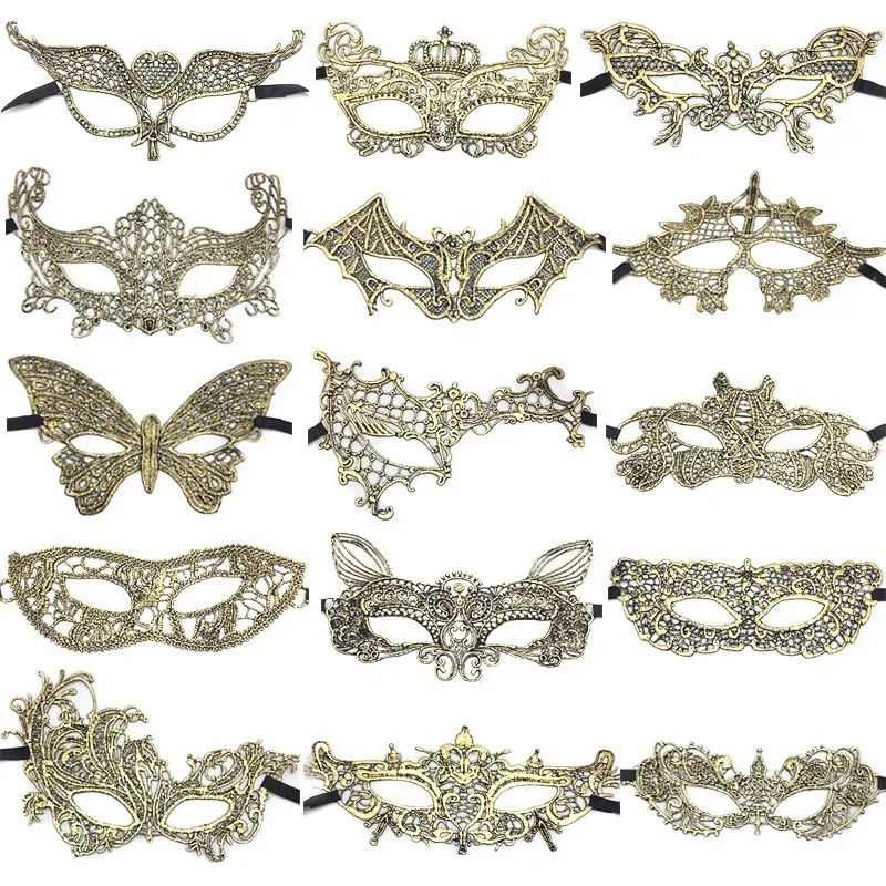 24pcs Lady Party Venice Bar Masquerade Ball Mask Golden Lace Role Play Sexy Eye  Props Women  Easter Cosplay