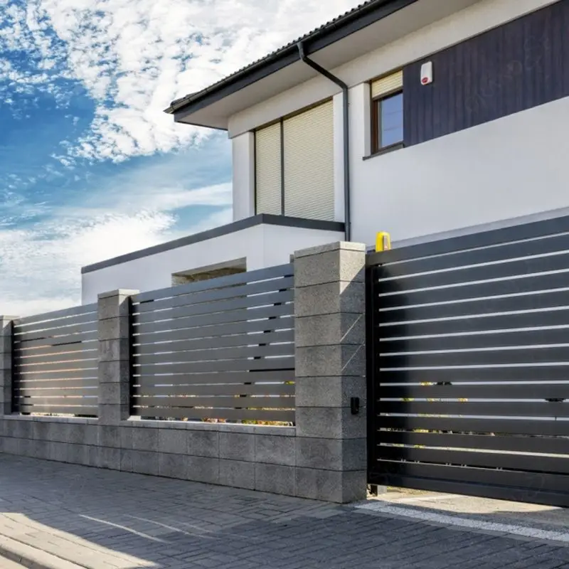 Villa Simple Temporary Steel Aluminum Automatic Black Sliding Electric Driveway Gate Garden Fence for Sale