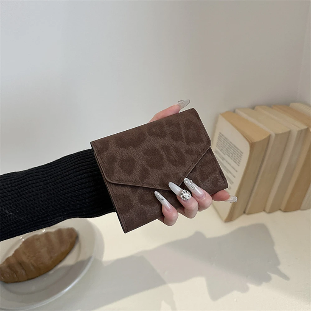 Fashion Leopard Print Card Holder Wallet Women PU Leather Slim Tri-fold Coin Purse Luxury Credit Card Case Multi-slot Mini Bag