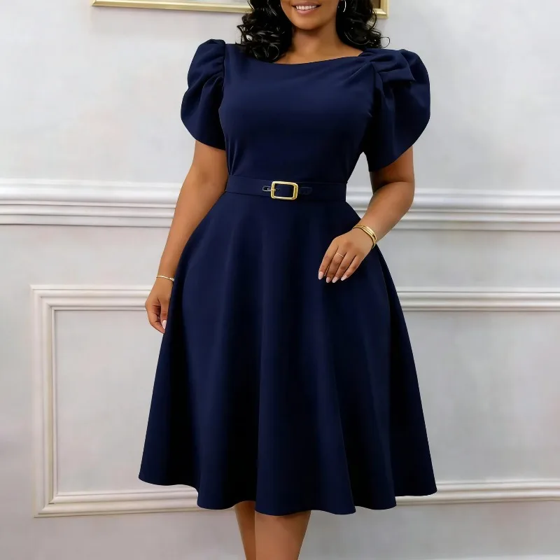 

Fashion Dashiki African Dresses for Women Summer African Short Sleeve O-neck Polyester Party Evening Midi Dresses Ankara Dress