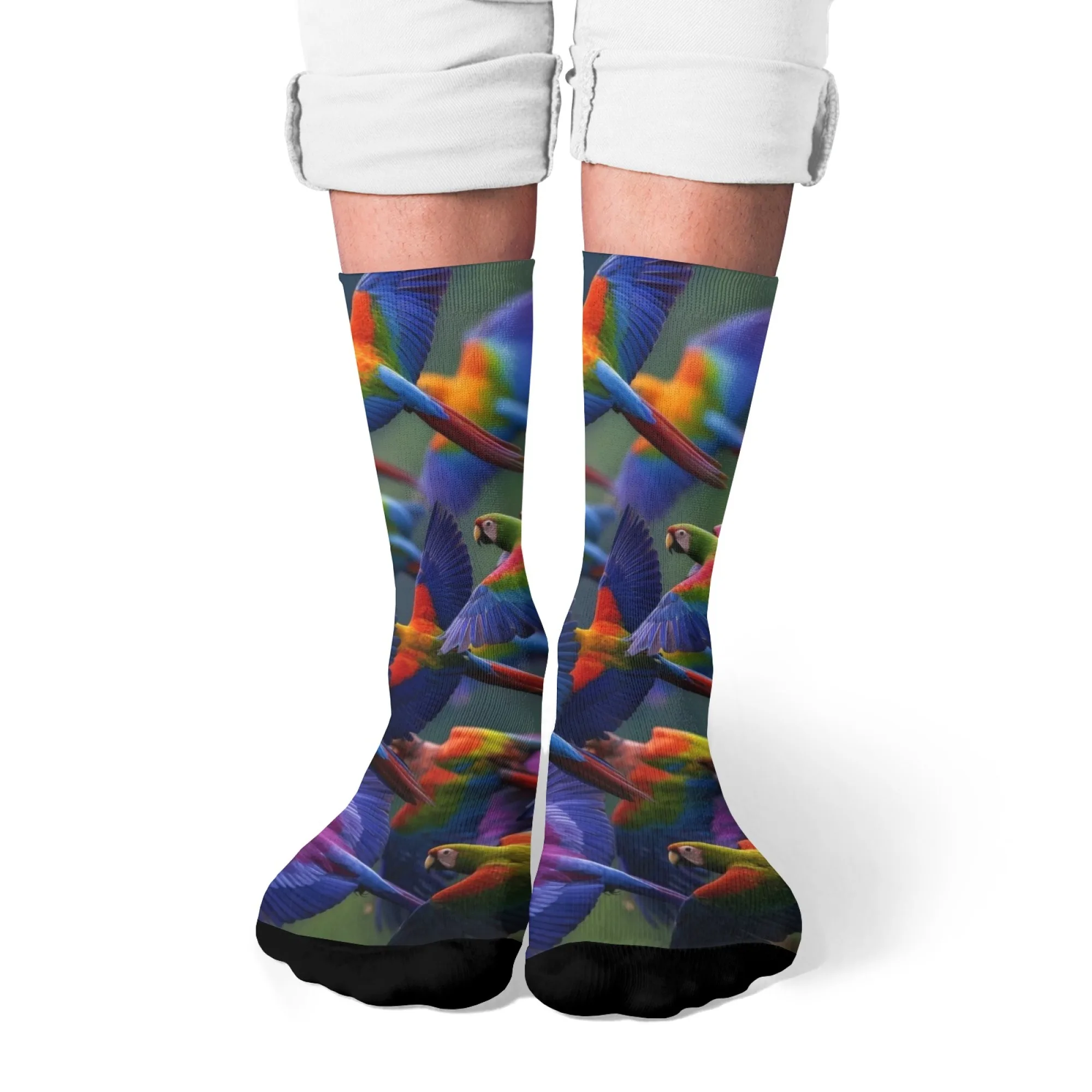 Мужские носки с принтом ара в стиле ретро в стиле Харадзюку — новые уличные стильные, забавные, забавные, удобные, дышащие, нескользящие носки — подарок