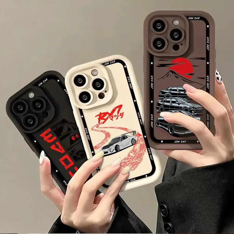 

JDM Dream Car Sport Phone Case for Apple iPhone XR 12 Pro XS Max 11 Pro Max 15 16 Plus 14 Pro X 13 14 Pro Max 14 Thin Cover