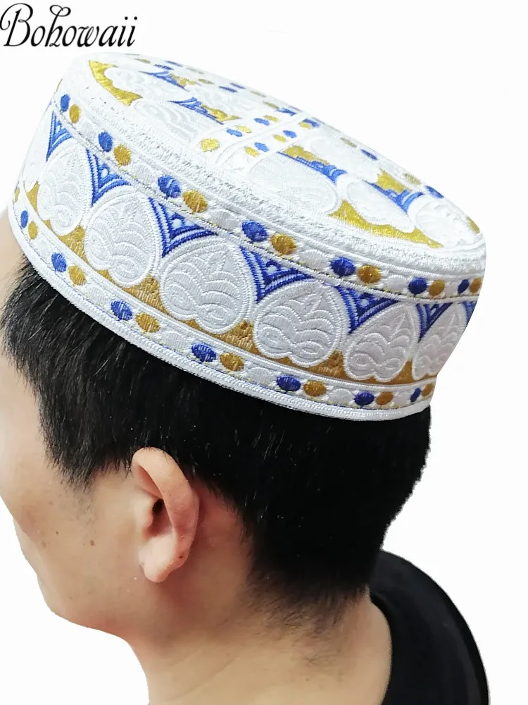 BOHOWAII Islam Kufi Kippa Bonnet Topi Muslim Gorras Fashion Comfortable Prayer Hats Cap Casquettes Kippah Chapeau Musulman Homme