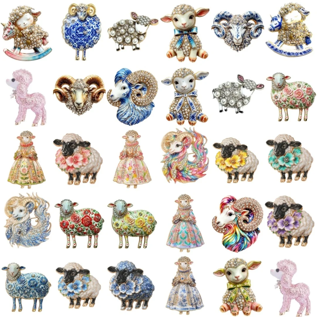 Barocke Luxus-Broschen mit Schafmotiv für Männer und Frauen, Schmuck, Modeaccessoires und Überraschungsgeschenke für Paare – Detail 4