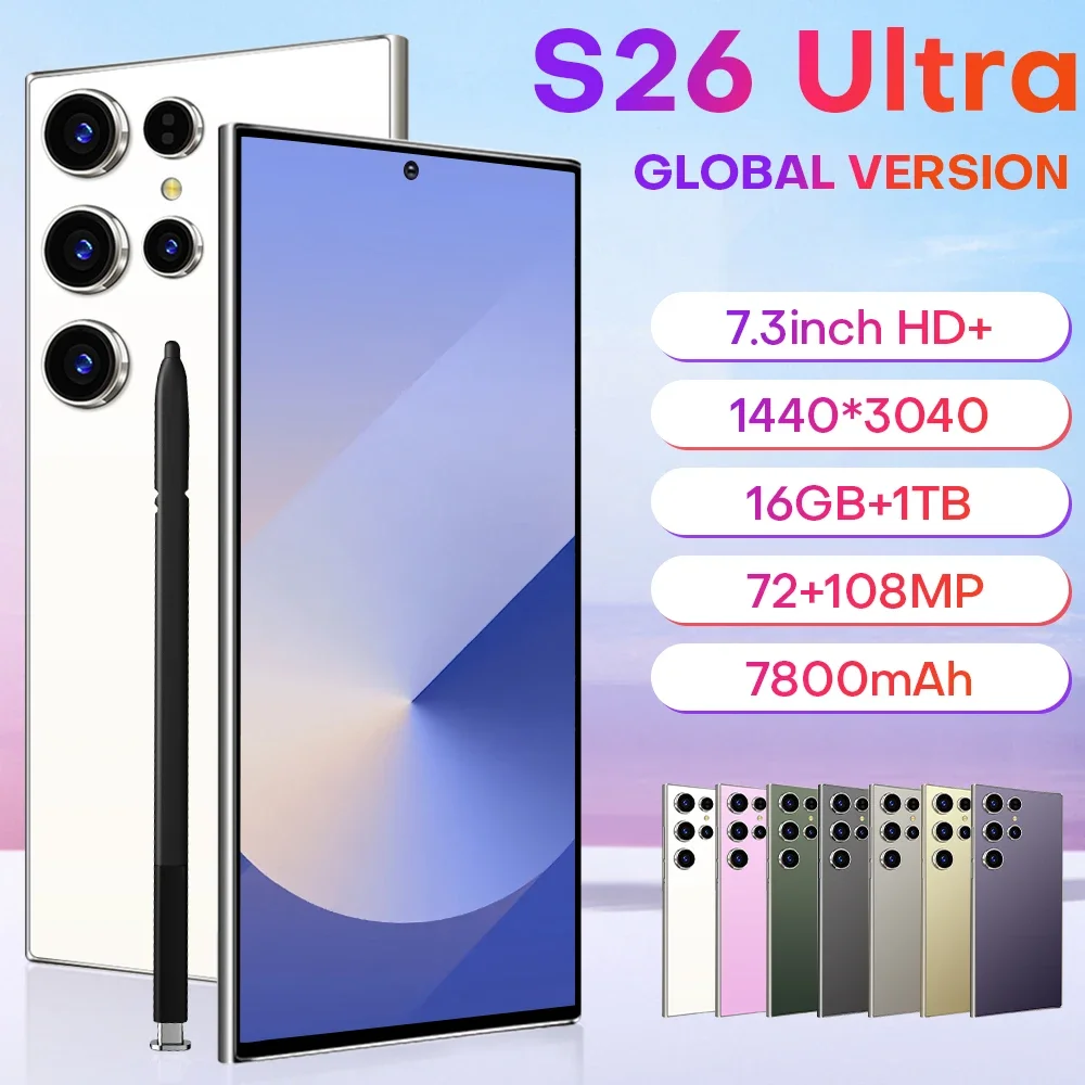 

HOT 2025 NEW 26 Ultra Android 14 system original intelligent 5G dual card dual standby global version 7800mAh battery 22GB 2TB