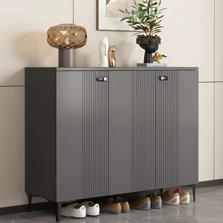Luxury Simple Multi-Layer Indoor Home Furniture Large Capacity Wooden Shoe Cabinet with Entrance Storage Lock Modern Design