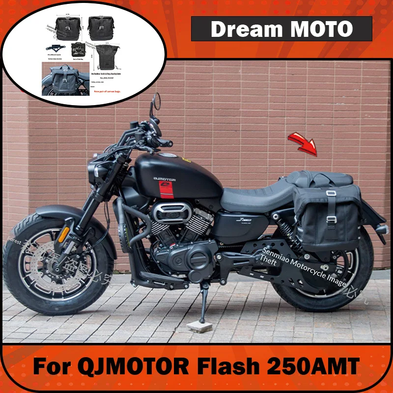 【Premium】For QJMOTOR Flash 250AMT Automatic Fender Bag Modified Leather Bag Canvas Bag Helmet Bag Flash 350 Quick-Release Side B
