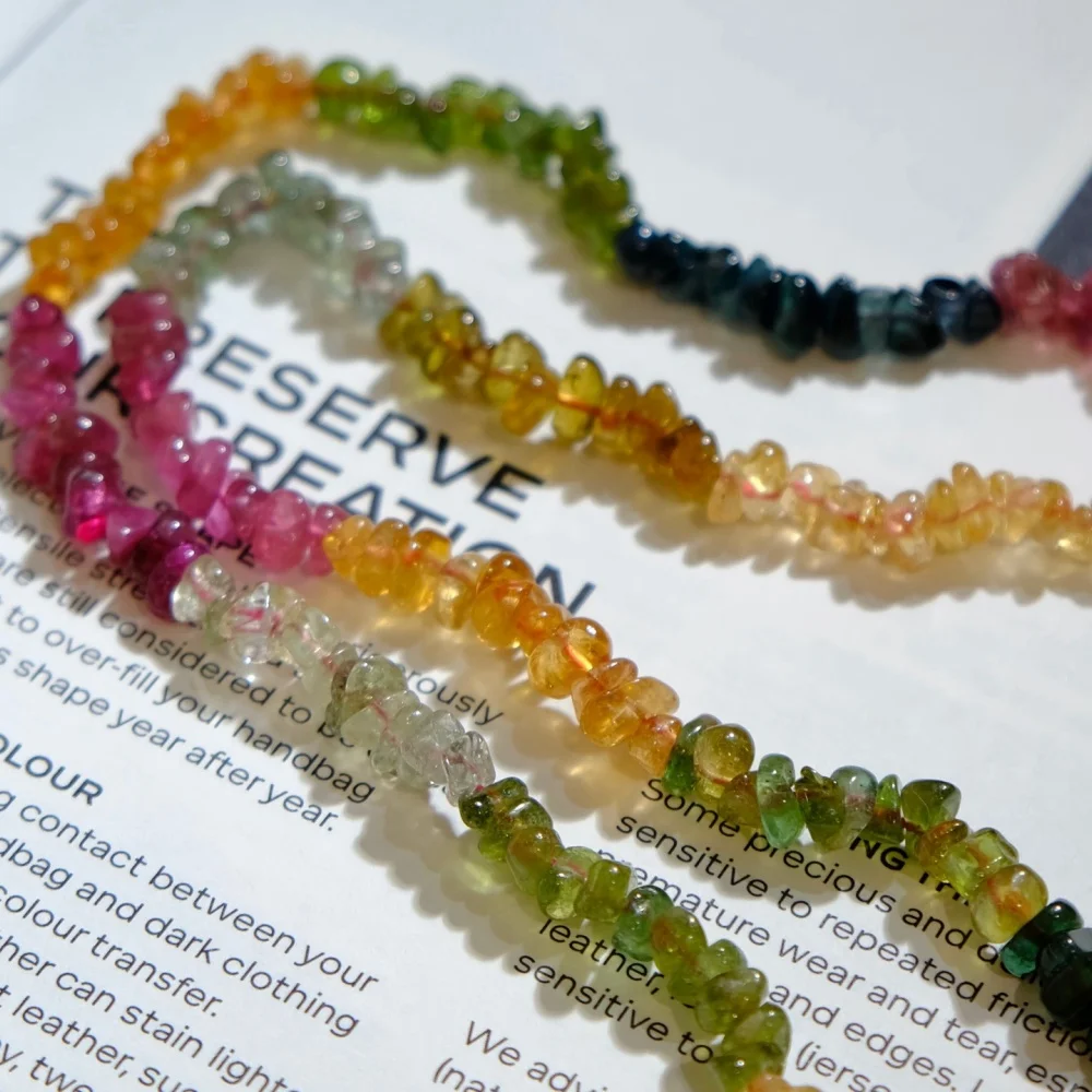 Natural Colored Tourmaline And Gourd Crystal Necklace Clavicle Lady Fashion Jewelry Healing Fengshui Lucky Gift 1PCS