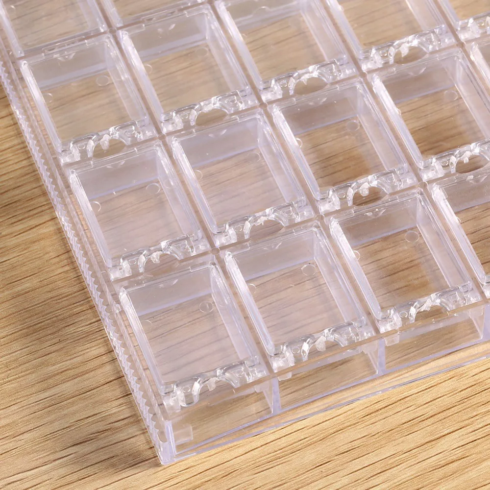 Transparent Acrylic Nail Art Decorations Storage Box Clear 20 Grids Nail Accessory Organizer Box Removable Dividers With Lids