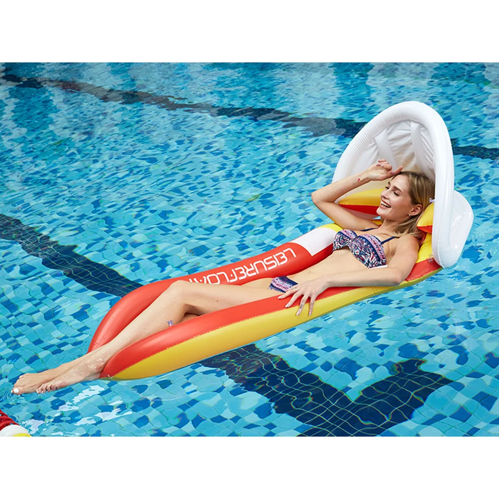 Cama flotante inflable con sombrilla extraíble, sillón reclinable de Pvc de gran flotabilidad para piscina, hamaca para lago, inflable al aire libre