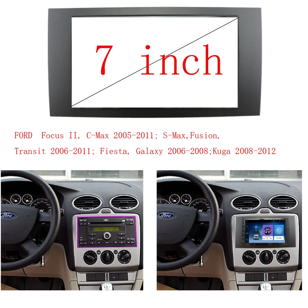 For Ford Focus 2 Din frame to Car Radio for C-Max S-Max Fusion Transit Fiesta use car Multimedia radio player Double din Fascia