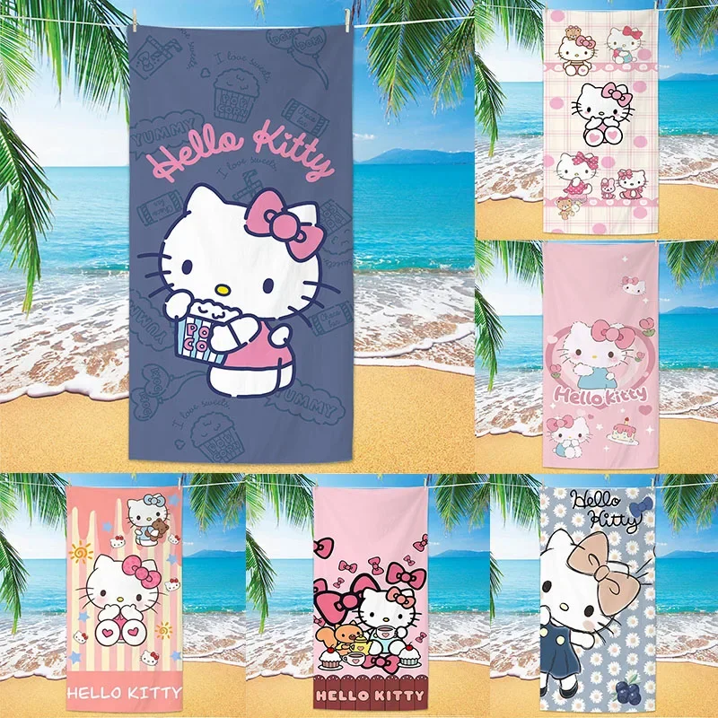 Hello Kitty beach towel Superfiber beach swimming towel Outdoor travel Activity Gym picnic cartoon digital printed beach towel