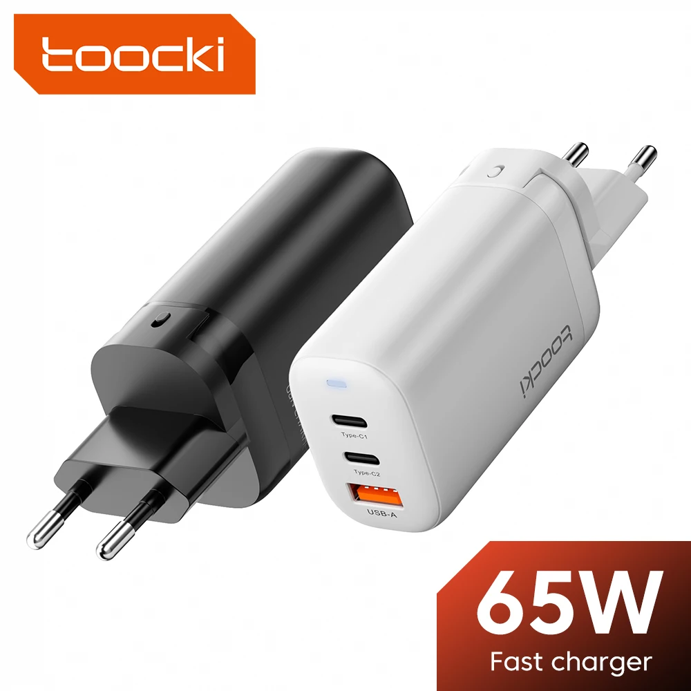 Toocki-cargador USB GaN de 65W, dispositivo de carga rápida tipo C, PD, QC3.0, para iPhone 15 Pro Max, 12 13 Xiaomi, Samsung S24 S23