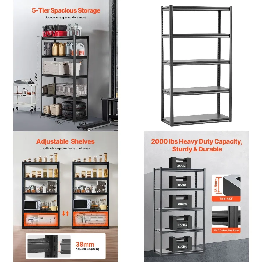 

Листы для хранения 18 дюймов Д x 40 дюймов Ш x 72 дюйма В 5-уровневые шейки для гаражного хранения