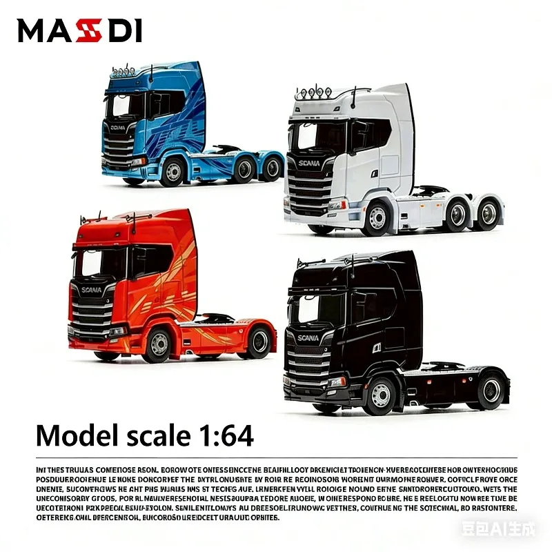 

MASDI 1:64 Модель грузовика-тягача Scania 770S, литая под давлением, реалистичная модель из сплава, коллекционная игрушка для мальчиков, подарок на праздник, предмет для демонстрации.